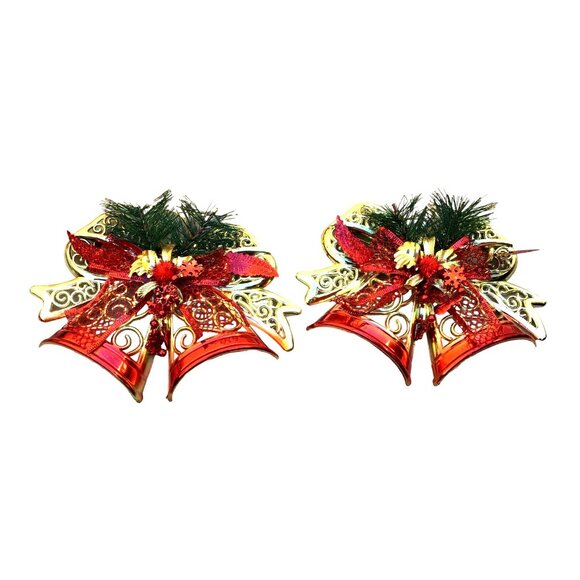 SET OF 2- 6" GOLD BELLS CHRISTMAS TREE ORNAMENTS - Picture 3 of 7